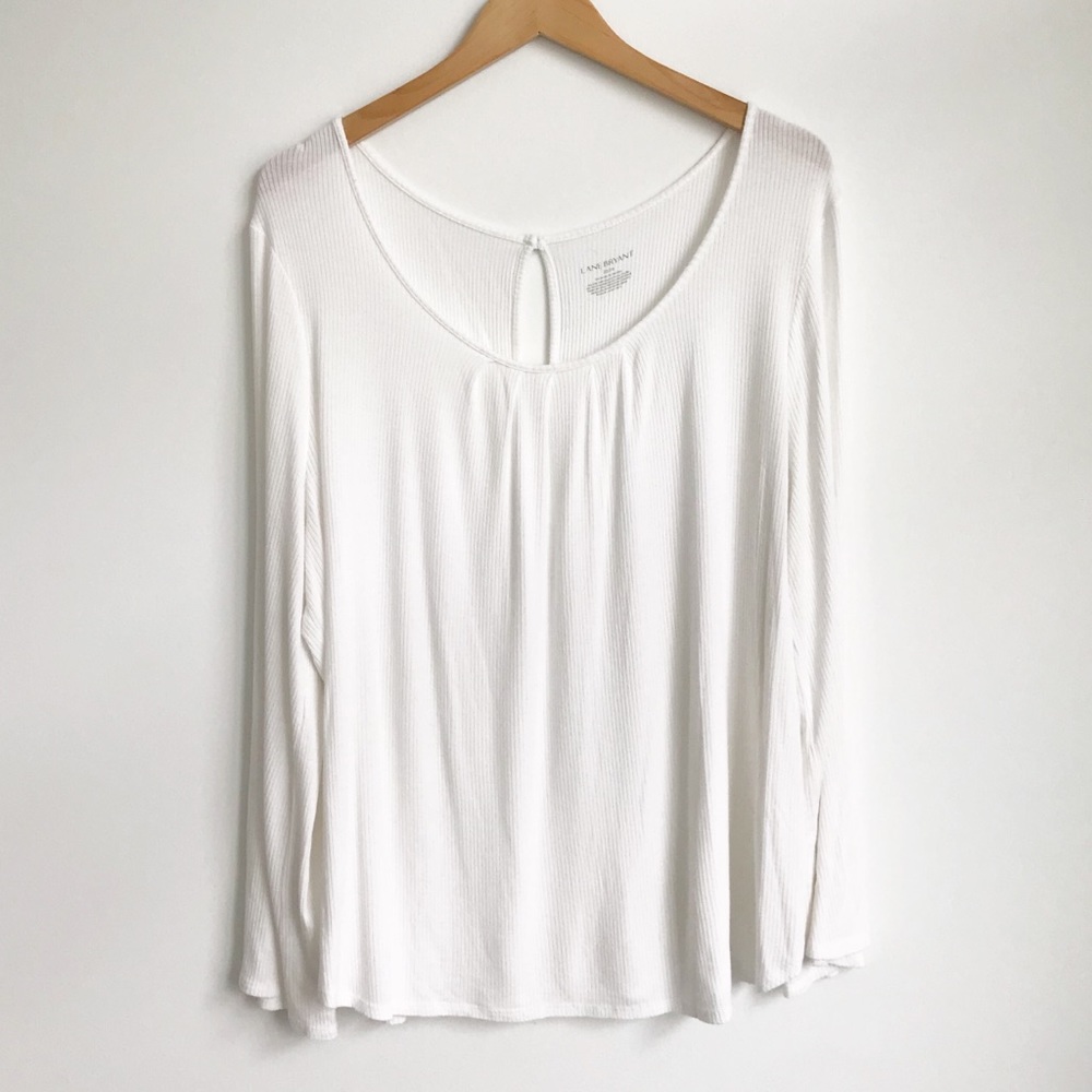 LANE BRYANT White Boho Long Sleeve Top Sz 22/24